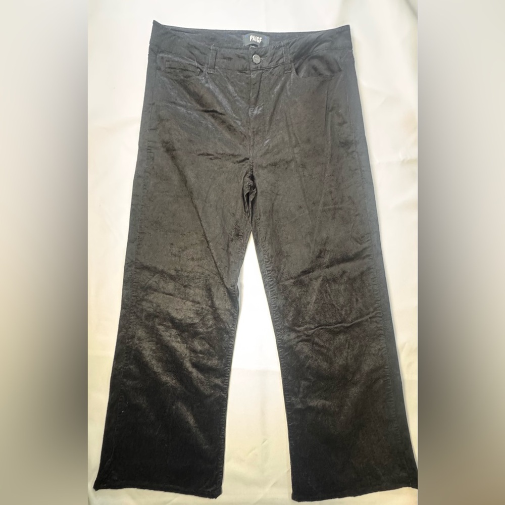 PAIGE Black Corduroy Wide Leg Pants - Size 30